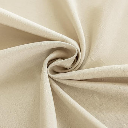 Seenus Textured 60 Inch Beige Round Tablecloth fits 30'' to 48'' Table, Water Resistant and Wipeable Circular Tablecloth, Anti-Scratch Faux Linen Fabric for 2-4 Seats Dining Table Kitchen Patio