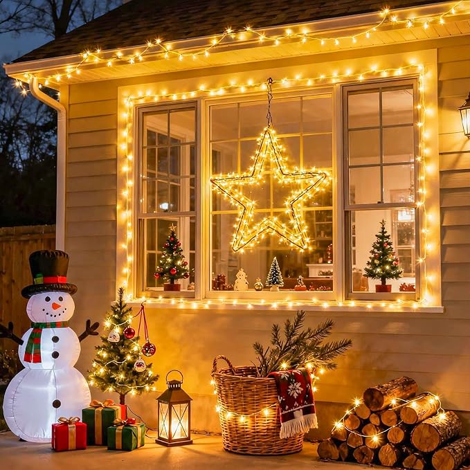 JMEXSUSS Remote Control String Lights Battery Operated Classroom Lights | Waterproof, 66ft 200 LED Warm White Christmas Lights Outdoor Indoor, Twinkle Classroom Dorm Lights for Bedroom Patio Decor