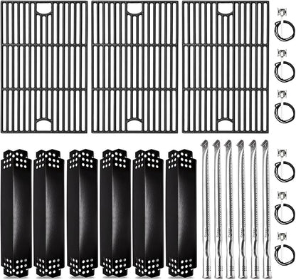 Criditpid Grill Replacement Parts for Nexgrill 6 Burner 720-0896B, 720-0896, 720-0896E, 720-0896C, 730-0896, Cast Iron Grill Grates, Heat Plates, Burners Tubes & Ignitors for Nexgrill Evolution Grills