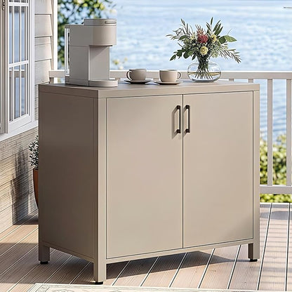 Wisteria Lane Outdoor Storage Cabinet, Aluminum Modular Outdoor Kitchen, All Weather Kitchen Island with Double Door Storage for Patio, BBQ, Backyard