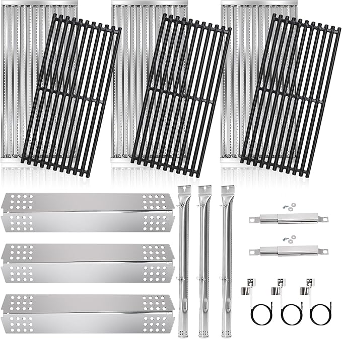 Emitter Plates Grill Parts for Charbroil Commercial 463241313, 463241314, 463241013, Cooking Grates, Heat Shield, Burner, Ignitor for Charbroil Commercial Tru Infrared Grill Replacement Parts 3 Burner
