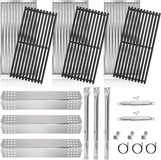 Emitter Plates Grill Parts for Charbroil Commercial 463241313, 463241314, 463241013, Cooking Grates, Heat Shield, Burner, Ignitor for Charbroil Commercial Tru Infrared Grill Replacement Parts 3 Burner
