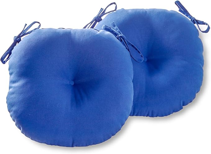 Greendale Home Fashions Blue Outdoor 15-inch Bistro Seat Cushion, Set of 2