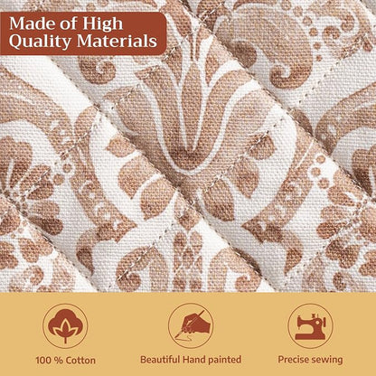 Maison d' Hermine Pot Holders 100% Cotton Potholders (8" x 8", Pack of 2) | Heat Resistant Hot Pads with Loop BBQ Cooking Baking Hotel Kitchen Handling Hot Pans Thanksgiving Christmas - Allure