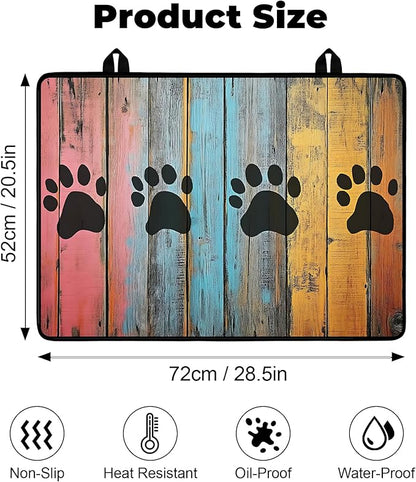 Heat-Resistant Glass Stove Top Cover with Anti-Slip Rubber Coating – Electric Stove Protector, Scratch-Resistant, Expands Counter Space, Stylish Kitchen Decor (Dog Paw Print)