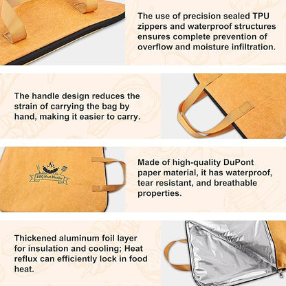 Grilljoy 4PCS Griddle Accessories Set - BBQ Blanket for Resting Meat, Meat Resting Blanket with Stainless Steel Griddle Spatula & Silicone Oil Paper, Essential Smoker Accessories for BBQ Lovers