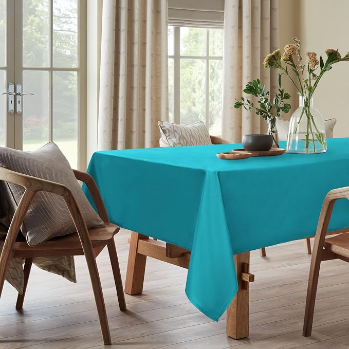 DWCN Rectangle Tablecloth - 60 x 84 Inch - Waterproof Stain and Wrinkle Resistant Washable Table Cloth, Decorative Fabric Table Cover for Kitchen Dining Room Party and Outdoor Use, Turquoise