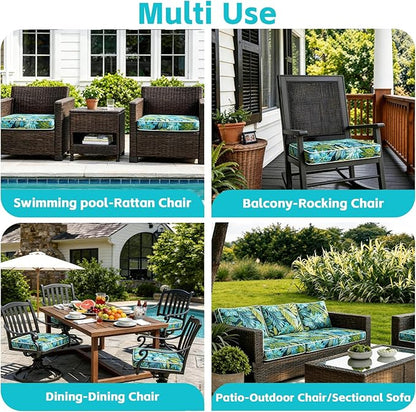COZYVIDA Outdoor Chair Cushions Set of 4, 20"x20" Square Seat Pads with Tie Straps and YKK Zippers, 30D High-Density Foam, Water-Resistant Fabric,UV-Resistant 1000+ Hrs