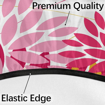 Round Tablecloth with Umbrella Hole and Zipper Elastic Fitted Table Cloth 45"-56" Oil-Proof Waterproof Patio Table Cover for Outdoor Picnic Party, Spring Summer Geometric Elegant Pink Yellow