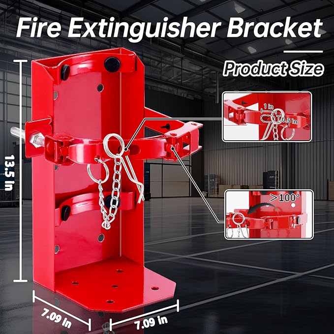 𝙐𝙥𝙜𝙧𝙖𝙙𝙚 Heavy Duty Fire Extinguisher Bracket，Wall Mount Fire Extinguisher Holder-St12 Steel, Fit 20 lb Dry/10 lb CO2 Extinguisher for School Boat Truck Replace amerex 809, 3-Yr Service
