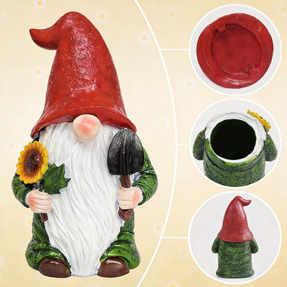 Hide a Key Outside Garden Gnomes Key Hider, 8 Inch Funny Dwarf Statue with Hidden Safe Secret Compartment, Waterproof Lock Box for Spare Keys, Outdoor Yard Patio Lawn Decor