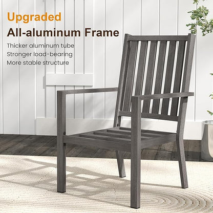RoyalCraft Aluminum 6 Pieces Patio Dining Sets, Outdoor Dining Table with 4 Chairs and Bench, Outdoor Patio Dining Furniture Set with Removable Cushion for Lawn, Garden, Backyard, Gray
