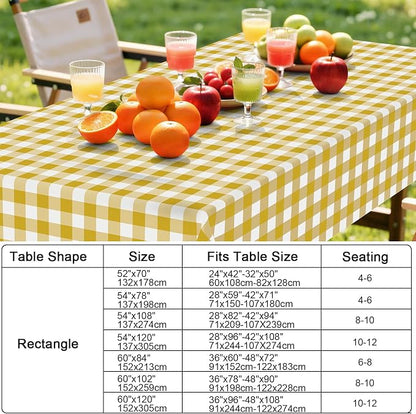 Smiry Picnic Table Cloth, Vinyl Tablecloths with Flannel Backing, 52"x70" | Waterproof Rectangle Table Cloth, Wipeable Buffalo Plaid Table Cover for Indoor and Outdoor (Gold & White)