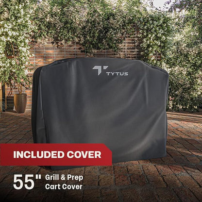 TYTUS Emberwood Outdoor Kitchen Island Grill Cart with Pellet Smoker and Cover, 8 lb Hopper, 282 Sq. In. Cooking Space, 4.7 Cu. Ft. Storage, Removable Cutting Boards & Quick Assembly