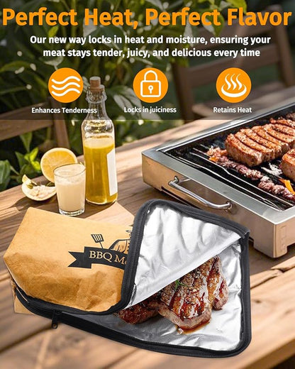 2 Pack BBQ Blanket for Resting Meat,Reusable Reat Insulated Resting Bag for Large Brisket/Pork Shoulders/Turkeys,Wide Mouth Design,Perfect for Grilling&Smoking,Durable&Washable(21in&18in) (2 Pack)