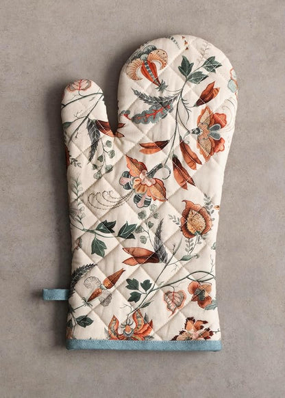 Maison d' Hermine Oven Gloves 100% Cotton Oven Mitt 7" x 13" with Loop Heat Resistant BBQ Cooking Gloves for Thanksgiving Christmas Decorations Baking Handling Hot Pans (Pack of 1, Dalida)