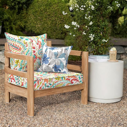 DYTXIII Outdoor Deep Seat Cushion Set, Water Repellent 24"x24" Patio Thick Cushions Replacement with Seat & Back Pillow for Patio Sofa, Wicker Chair, Couch - Pretty Paisley