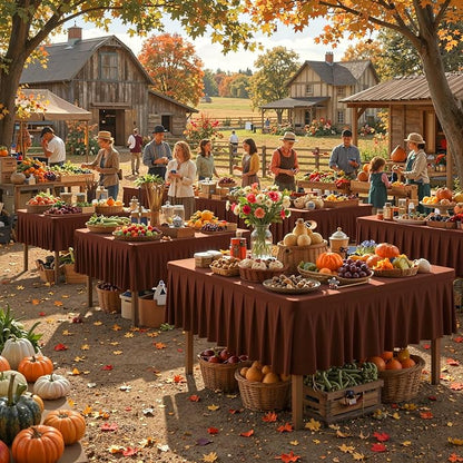 PARTISKY Brown Spandex Square Tablecloths 48x48 Inch, 2 Pack Wrinkle Free Fitted Card Table Cloth Stretch Square Table Cover for Kitchen Dinner, Holiday Party, Wedding Banquet, Display Trade Show
