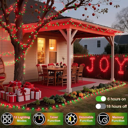 750 LED 240FT Christmas String Lights Outdoor, 12 Pro Modes and Timer Memory & Brightness, Plug in Waterproof Dark Green Wire Twinkle Light for for Xmas Yard Tree Wedding Party Decor (Red & Green)
