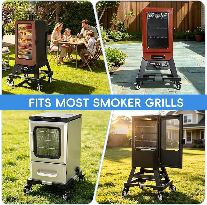 8 Inch Height Heavy Duty All Steel Smoker Stand,5 Inch Swivel Casters Wheels,Universal Mobile Base Fit for masterbuilt electric smoker,East Oak Smoker