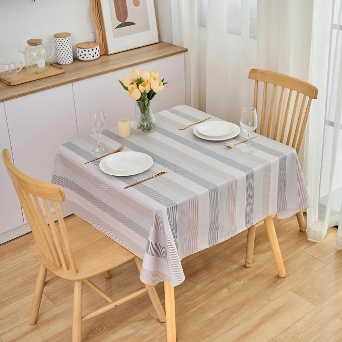LIBERECOO Heavy Duty Vinyl Tablecloth with Flannel Backing Waterproof Oil-Proof Plastic Table Cloth Stain-Resistant Wipeable Rectangle or Square Table Cover for Indoor and Outdoor 54 x 54 Inch