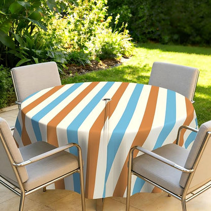 Outdoor Tablecloth with Umbrella Hole Elegant Zipper Patio Table Cloth for Outdoor Patio Garden Yard Decor