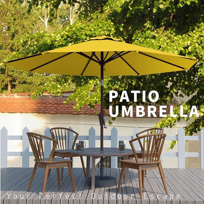 10FT Patio Umbrella, Outdoor Umbrella with Push Button Tilt and Crank, 8 Sturdy Ribs, UV Protection & Waterproof Market Umbrella for Pool, Backyard, Beach,Deck
