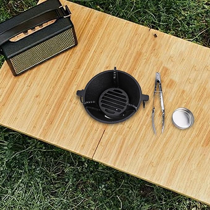 Cast Iron Charcoal Stove, Portable Korean BBQ Grill For Thick Bottom For Even Heating, Compact Japanese Barbecue Oven For Camping And Outdoor Picnics(16cm)