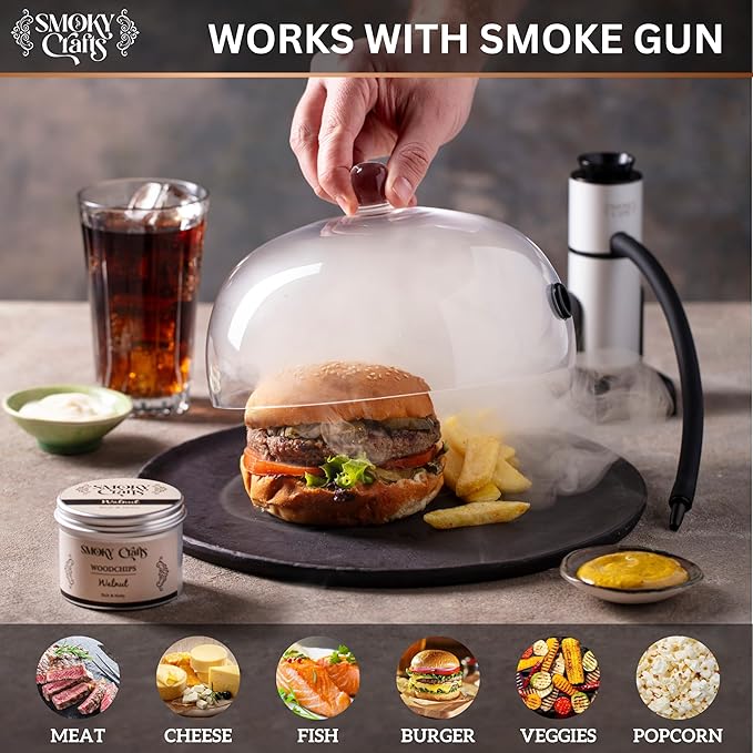 Smoky Crafts 5 x 2oz Wood Chips for Cocktail Smoker (Set of 5: Cherry, Hickory, Apple, Mesquite, Walnut) - 5 Flavors of Smoking Gun Wood Chips - Whiskey Gifts for Men