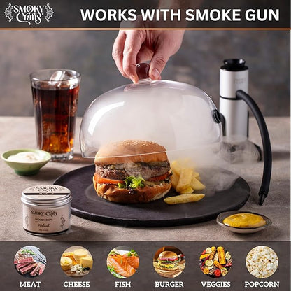 Smoky Crafts 5 x 2oz Wood Chips for Cocktail Smoker (Set of 5: Cherry, Hickory, Apple, Mesquite, Walnut) - 5 Flavors of Smoking Gun Wood Chips - Whiskey Gifts for Men