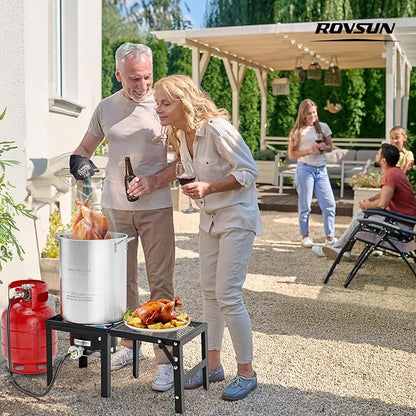 ROVSUN Portable Propane Gas Stove with Foldable Side Rack, Single Burner Camp Stove Cooker for Outdoor Backyard Cooking, Camping, Tailgating, Canning, Turkey Frying & Seafood Boiling, Patent Pending