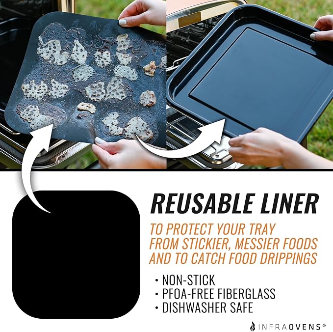 Reusable Liner Accessories and Cooking Guide Cheat Sheet for Ninja Woodfire Pizza Oven 8-in-1 Outdoor Smoker with Anti-Burn Rack Puller Stick OO100 OO101 OO101B Non-Stick Grill Mats by INFRAOVENS