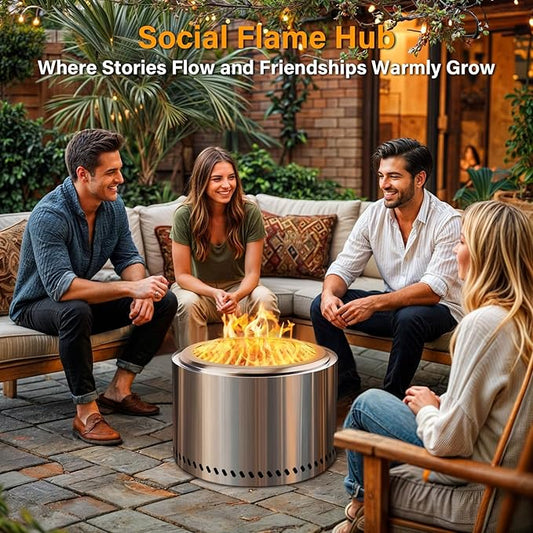 HGD 20 Inch Smokeless Fire Pit Outdoor, Stainless Steel Wood Burning Stove Firepit with Ash Pan, Portable Fire Pit for Backyard Patio Garden Picnic, BBQ Bonfire Stove