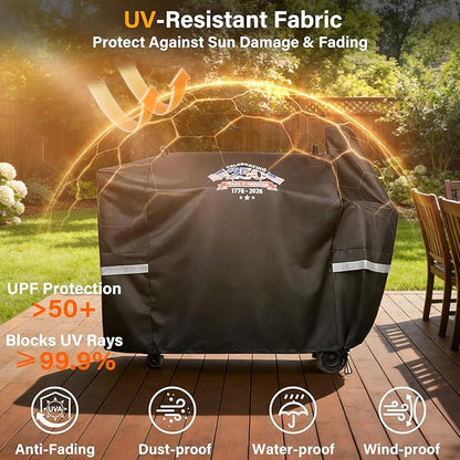 Grill Cover for Pit Boss Austin XL, Rancher XL, 1000 Series, 1100 Pro, 1150 Pro & Z Grills 1000 Series, Waterproof 600D Pellet Smoker Cover, 1776-2026 Patriotic Design