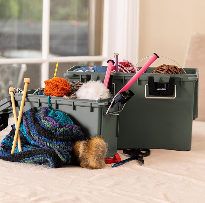 Sheffield Ammo Box Made in USA, Stackable Lockable Ammo Storage Box, Green | XL & Standard Lockable Storage Box, Water & Dust Resistant Dry Box, Secures Hunting Gear, Gun Accessories, Supplies, Bullets