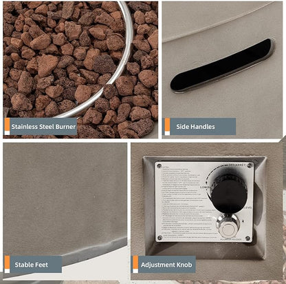 HOMPUS Outdoor Round Propane Fire Pit Table, 41''CSA Certified Fire Table, 50000 BTU Fire Pit w Free Waterproof Cover & Fire Stone for Patio, Garden, Grey