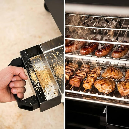 CLIVIA 3-in-1 Countertop Electric Smoker & Oven, 500°F High-Heat Roaster & Dehydrator, Stainless Steel with Viewing Window, 2-Tier Adjustable Racks, Side-Loading Wood Chip Box for Jerky, Baking & BBQ
