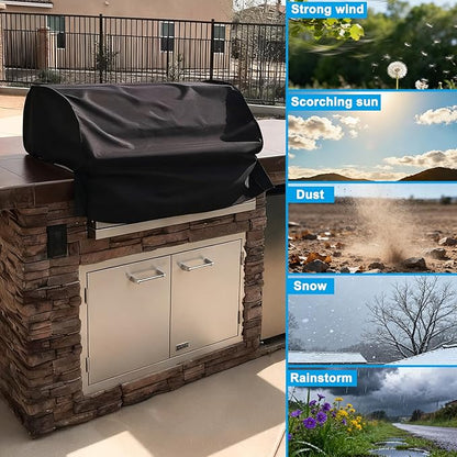 Built-in Grill Cover for Blaze 40" 5-Burner Gas Grills, Grill Top Cover for Other 40" Built-in Gas Grills, Heavy Duty 600D Waterproof Cover with Handle for Outdoor Kitchen