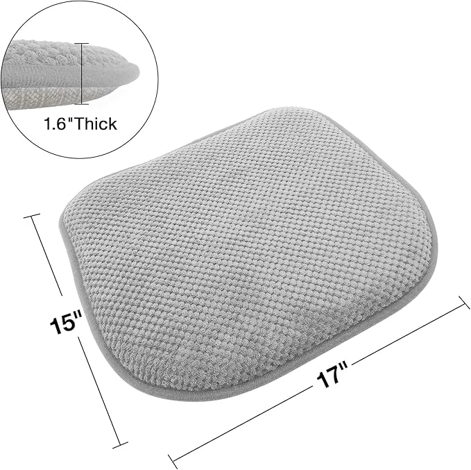 Silver Grey Kitchen Chairs Cushions Set of 2 Non Slip Foam Patio Seat Cushions Washable Soft Thick Pads Large Wooden Metal Tapered Dining Chair Cushions,17" x 15"