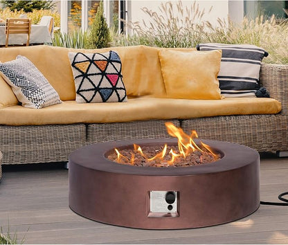 HOMPUS Outdoor Propane Fire Pit, 42 inch Round Gas Fire Pit Table,CSA Certified,Fire Table w 50000 BTU Stainless Steel Burner, Free Rocks & Rain Cover for Patio & Outside, Dark Bronze