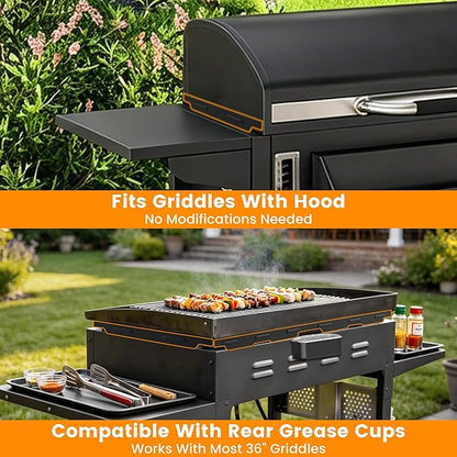 Bluedeep Magnetic Wind Guards for 36" Blackstone Griddle, Camping Blackstone Griddle Accessories, 4-Pack Stainless Steel Wind Screen to Protect Flames, Compatible with Hood & Rear Grease Cup, Black
