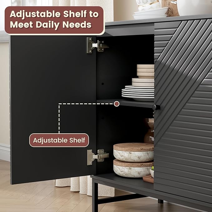 Storage Cabinet with Doors and Adjustable Shelf, Sideboard Buffet Cabinet with Storage, Console Table & Credenza for Living Room, Kitchen, Dining Room