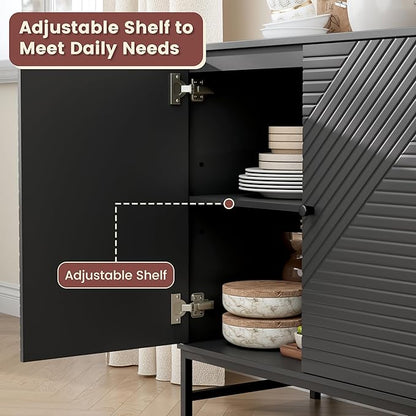 Storage Cabinet with Doors and Adjustable Shelf, Sideboard Buffet Cabinet with Storage, Console Table & Credenza for Living Room, Kitchen, Dining Room