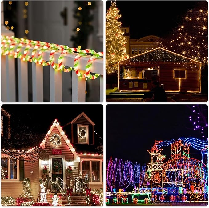 Vigdur Christmas Candy Cane Lights - 33FT LED Candy Cane Rope Lights Outdoor Waterproof Decorative Christmas Lights for Holiday Party Home Patio Indoor Xmas Decorations(360 LEDs)