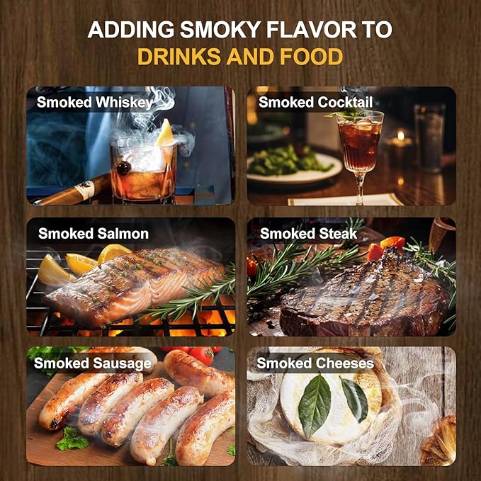 Smoking Wood Chips with 6 Flavors,Wood Chips for Smoker Cocktails Whiskey Smoking Gun,Including Cherry, Apple, Hickory, Pear, Mesquite, Oak,5.29oz/Bag