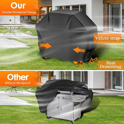 Aoretic Grill Cover, 44 inch BBQ Gas Grill Cover for Outdoor Grill, Charbroil Grill Cover Barbecue Waterproof, Anti-UV for Weber Char-Broil Monument, Dyna-glo Nexgrill Spun Polyester