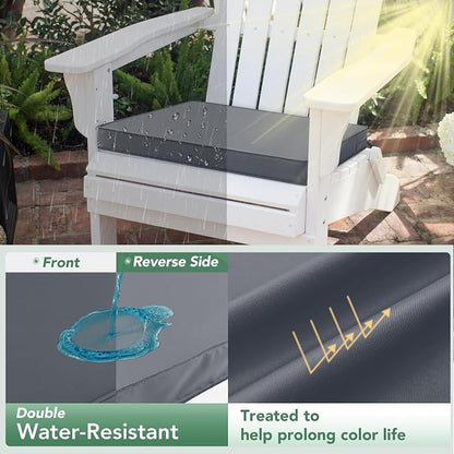 Outdoor Chair Cushions Set of 2: Waterproof & Color Fastness Seat Cushion for Patio Furniture - 22 x 22 x 3 Inch Chair Pads with Ties and Hidden Zipper - Patio Chair Cushion Replacement, Dark Grey