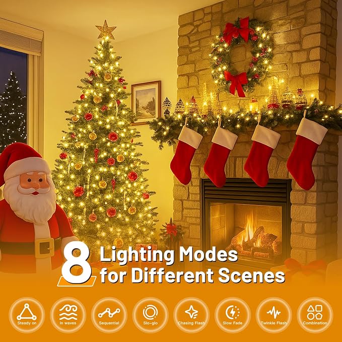 1000 LED Outdoor Christmas Lights, 328FT String Lights, Warm White | IP44 Waterproof,8 Modes,Remote control 3 Timers & Memory Function, Ideal Indoor & Outdoor Christmas Tree Holiday Decorations