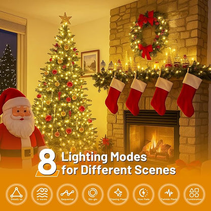 1000 LED Outdoor Christmas Lights, 328FT String Lights, Warm White | IP44 Waterproof,8 Modes,Remote control 3 Timers & Memory Function, Ideal Indoor & Outdoor Christmas Tree Holiday Decorations