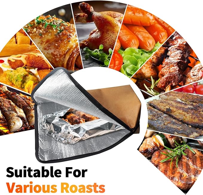 BBQ Blanket for Resting Meat: Insulated Smoker Blanket & Brisket Rest Bag, Reusable Meat Warmer for BBQ Compatible with Traeger & Pit Boss Smokers BBQ Gift for Dad Grillers (Tan)